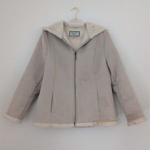 LEI Women Sherpa Lined‎ Faux Suede Hooded Jacket Vintage, Y2K, 70s